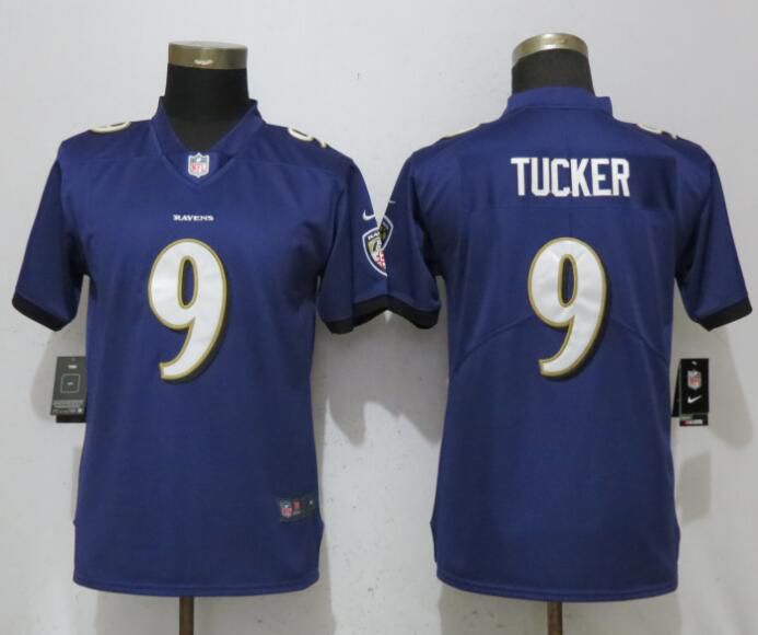 Women Baltimore Ravens #9 Tucker Purple Vapor Untouchable Player Nike Limited NFL Jerseys